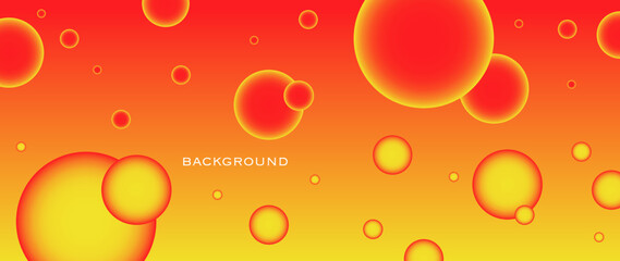 Abstract circles on a gradient background. Red and yellow 3D sphere. Stylish gradient template for brochure cover, invitation, flyer, business card, screensaver, poster, web banner.