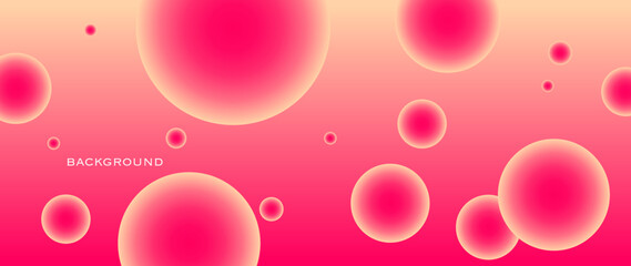 Vector illustration. Abstract circles on a gradient background. Light red 3D sphere. Stylish gradient template for brochure cover, invitation, postcard, business card, screensaver, poster, web banner.
