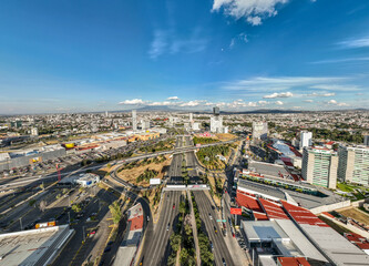 Obraz premium Beautiful aerial view of the city of Puebla in Mexico.