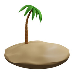 coconut palm and beach sand 3d illustration