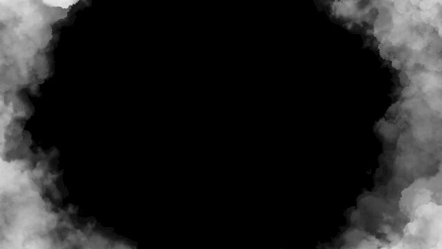animated rotating circular black sky background with white clouds