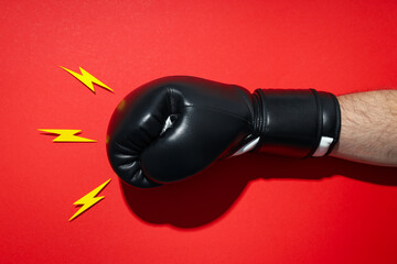Concept of boxing and sport lifestyle with boxing gloves