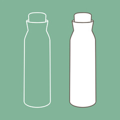Bottle with stopper. Vector illustration of package for liquid. Line design icon.
