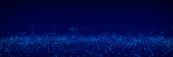 3D digital dynamic wave. Flow digital structure. Secure cybersecurity data connection. Cyber technology background. 3D rendering.