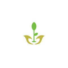 planting tree seedlings logo vector illustration
