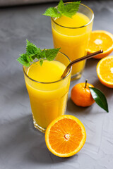 Fresh orange juice with mint