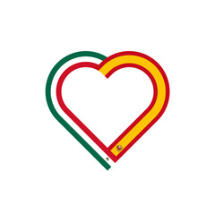 unity concept. heart ribbon icon of mexico and spain flags. PNG