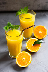 Fresh orange juice with mint