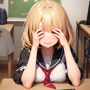 目を塞いでいる少女