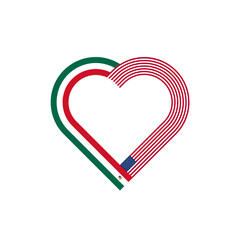 unity concept. heart ribbon icon of mexico and united states flags. PNG