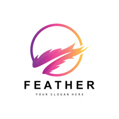 Fototapeta premium Feather Logo, Animal Wing Design, Vector Icon Template Simple