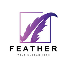Obraz premium Feather Logo, Animal Wing Design, Vector Icon Template Simple