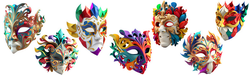 Carnival masks on the png background