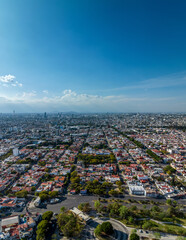 Beautiful aerial view of the city of Puebla in Mexico.