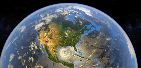 Realistic render of the earth seen from space.Elements of this image furnished by NASA. 3d rendering