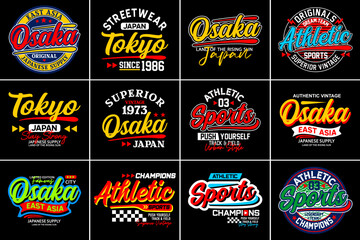 Naklejka premium Collection of urban style, labels, badges, vector illustration, typography design, t Shirt print