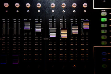 Closeup of sound control panel