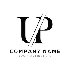 UP letter logo design template elements. UP letter vector logo.