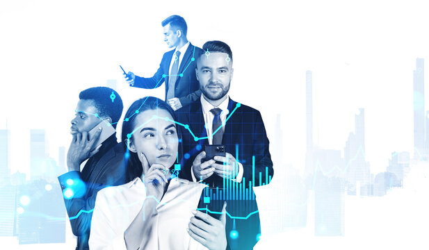 Business people having online conference meeting discussing prio