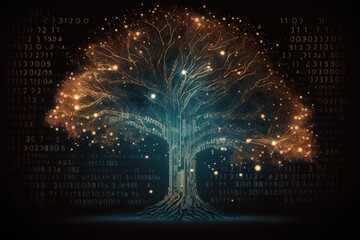 Genetically engineered trees. Concept of creating trees with help of advanced technology and genetic engineering. Generative AI