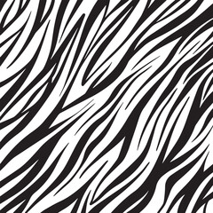 Black zebra pattern with simple and bold flat line decoration isolated on square white wallpaper template for social media template, paper and textile scarf print, wrapping paper, poster. - obrazy, fototapety, plakaty