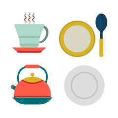 Kitchen equipment icon vector collection. Style data.