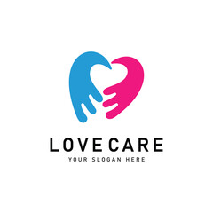 Heart care logo design template vector icon