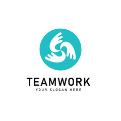 Teamwork and community logo design. Adoption and social network logo design template