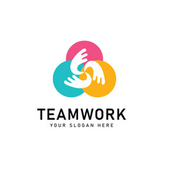 Teamwork and community logo design. Adoption and social network logo design template