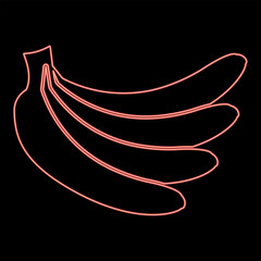 Neon bunch of bananas red color vector illustration image flat style