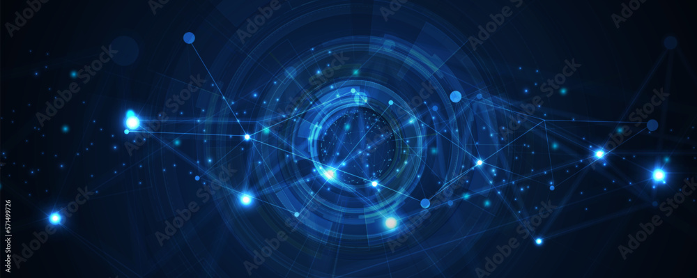 Aufkleber Quantum processing. Deep learning artificial intelligence. Future new technology  for business or science presentation