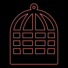Neon cage for bird silhouette vintage captivity concept red color vector illustration image flat style
