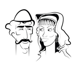 Albania couple portrait in folk dress from the north