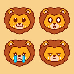 Set of Cute Lion Stickers