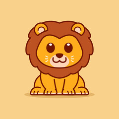 Cute Lion Sitting Down Illustration
