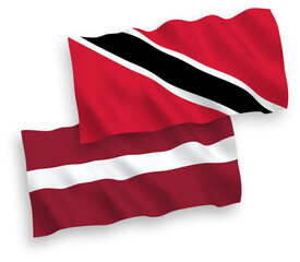 Flags of Latvia and Republic of Trinidad and Tobago on a white background