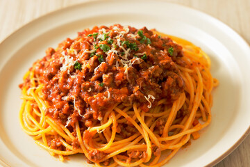 スパゲッティミートソース　Spaghetti with meat sauce