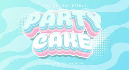 Party cake 3d editable vector text style effect, suitable for sweet food themes