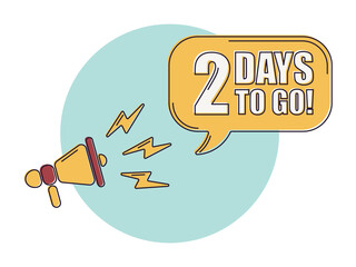 Number 2 of days left to go. Badge with, sale, landing page, banner. Icons with color shapes.