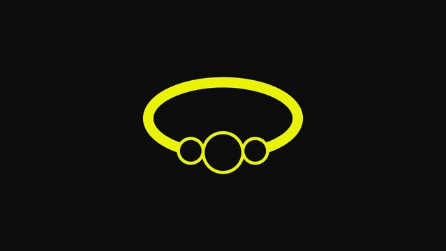 Yellow Bracelet jewelry icon isolated on black background. Bangle sign. 4K Video motion graphic animation