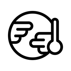 Showcase the beauty and elegance of your design with this stunning Black and White global warming Icon. Perfect for graphic designs, logos, mobile apps, posters and more. 
