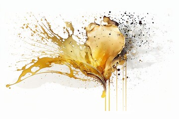 Watercolor and Gold Splash Isolated on White Back Made with Generative AI