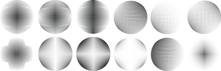 Set of spheres . Lines constructed transparent sphere .Vector  .Technology sphere Logo . Design element for posters, social media, templates, flyers, brochures . Abstract trendy transparent circles