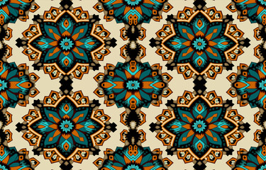 Floral seamless fabric pattern. Abstract fabric textile line graphic golden flower antique. Ethnic flowers vector ornate elegant luxury vintage retro style. Floral art print design for background.