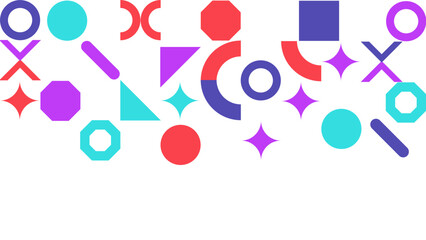 Memphis geometric abstract shapes background vector . Retro trendy halftone vector elements design for advertisement, Wallpaper, commercial and sale banner, poster. Vector illustration.