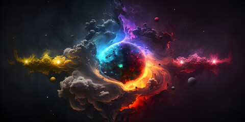 Fototapeta na wymiar Nebula Design: A Colorful Depiction of Cosmic Elements and Materials