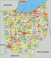 Fotobehang Ohio - Highly detailed editable political map with labeling. © pbardocz