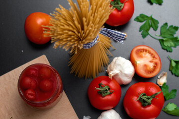 Italian homemade pasta with tomato sauce