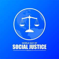 World day of Social Justice template. Vector illustration. Suitable for Poster, Banners, campaign and greeting card. 
