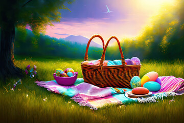 easter eggs in basket